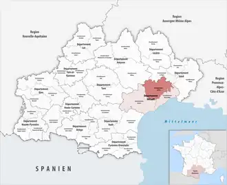 Location within the region Occitanie