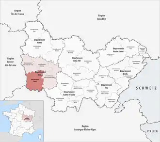 Location within the region Bourgogne-Franche-Comté