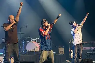 The three members of the band in concert at Francofolies 2011