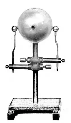 Oliver Lodge's 5 inch oscillator ball he used to generate 1.2 GHz microwaves in 1894