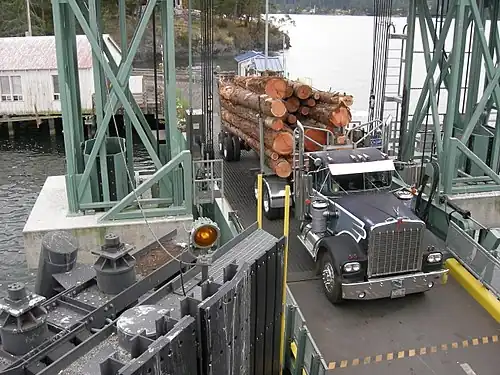 Logging truck on Shaw Island ferry dock
