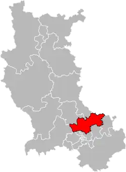 Situation of the canton of Sorbiers in the department of Loire