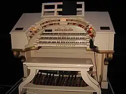 Wurlitzer theatre organ console.