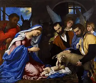 Adoration of the Shepherds by Lorenzo Lotto. c. 1534