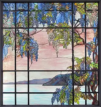 Tiffany window in his house at Oyster Bay, N.Y. (1908)