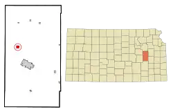Location within Lyon County and Kansas