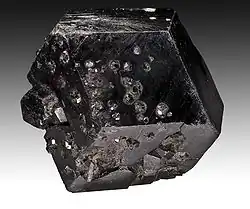 Black crystals of andradite: melanite