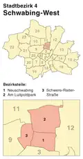 Borough 4 Schwabing-West: position in Munich