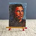 Portrait of Elon Musk (Polish: Elon Musk); miniature painting by Paweł Brodzisz; 2025.