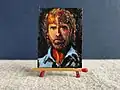 Portrait of Chuck Norris (Polish: Chuck Norris); miniature painting by Paweł Brodzisz; 2025.
