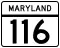 Maryland Route 116 marker