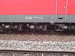 Side view of three axle bogie