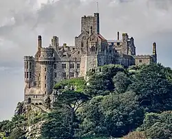 Detailed picture of St Michael's Mount castle.