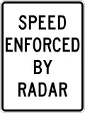 Speed Enforced by Radar R48(CA)