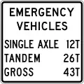 R12-7aP Emergency vehicle weight limit (plaque)