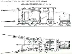 Two cross-sections, one from the side and one from above