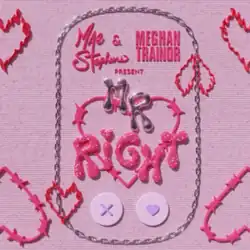 The pink-coloured single cover for the song Mr Right by Mae Stephens and Meghan Trainor