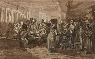 A Sorcerer Comes to a Peasant Wedding (sketch, 1870s, State Tretyakov Gallery, Inventory No. 7292)