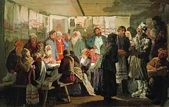 A Sorcerer Comes to a Peasant Wedding (sketch, 1874, State Tretyakov Gallery, Inventory No. 9370)
