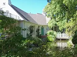 Chandor Gardens house looking NW across koi pond, 2010