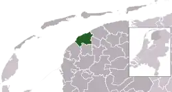 Highlighted position of het Bildt in a municipal map of Friesland
