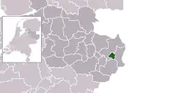 Highlighted position of Oldenzaal in a municipal map of Overijssel