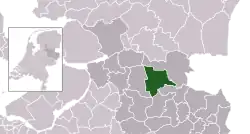 Highlighted position of Ommen in a municipal map of Overijssel