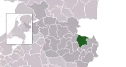 Highlighted position of Tubbergen in a municipal map of Overijssel