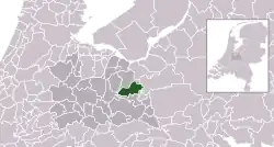 Highlighted position of Leusden in a municipal map of Utrecht