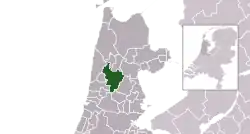 Highlighted position of Alkmaar in a municipal map of North Holland
