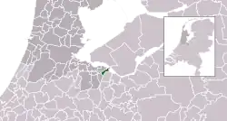 Highlighted position of Blaricum in a municipal map of North Holland