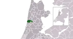 Highlighted position of Castricum in a municipal map of North Holland