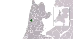 Highlighted position of Heiloo in a municipal map of North Holland