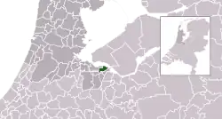 Highlighted position of Huizen in a municipal map of North Holland