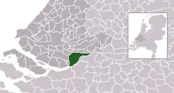 Highlighted position of Dordrecht in a municipal map of South Holland