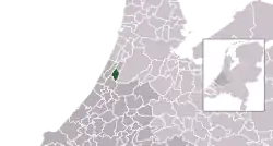 Highlighted position of Lisse in a municipal map of South Holland