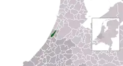 Highlighted position of Noordwijkerhout in a municipal map of South Holland