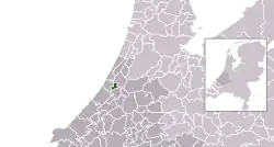 Highlighted position of Oegstgeest in a municipal map of South Holland