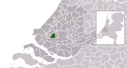 Highlighted position of Vlaardingen in a municipal map of South Holland