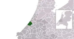 Highlighted position of Wassenaar in a municipal map of South Holland