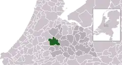 Highlighted position of Woerden in a municipal map of Utrecht