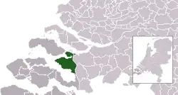 Highlighted position of Tholen in a municipal map of Zeeland