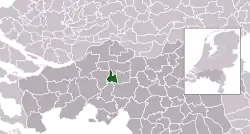 Highlighted position of Dongen in a municipal map of North Brabant