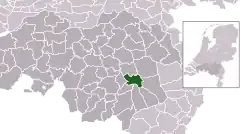 Highlighted position of Helmond in a municipal map of North Brabant