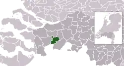 Highlighted position of Rucphen in a municipal map of North Brabant