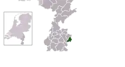 Highlighted position of Kerkrade in a municipal map of Limburg