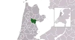 Highlighted position of Koggenland in a municipal map of North Holland