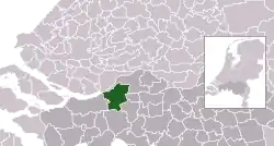 Highlighted position of Drimmelen in a municipal map of North Brabant
