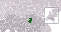 Highlighted position of Bernheze in a municipal map of North Brabant