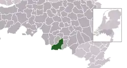 Highlighted position of Bergeijk in a municipal map of North Brabant
